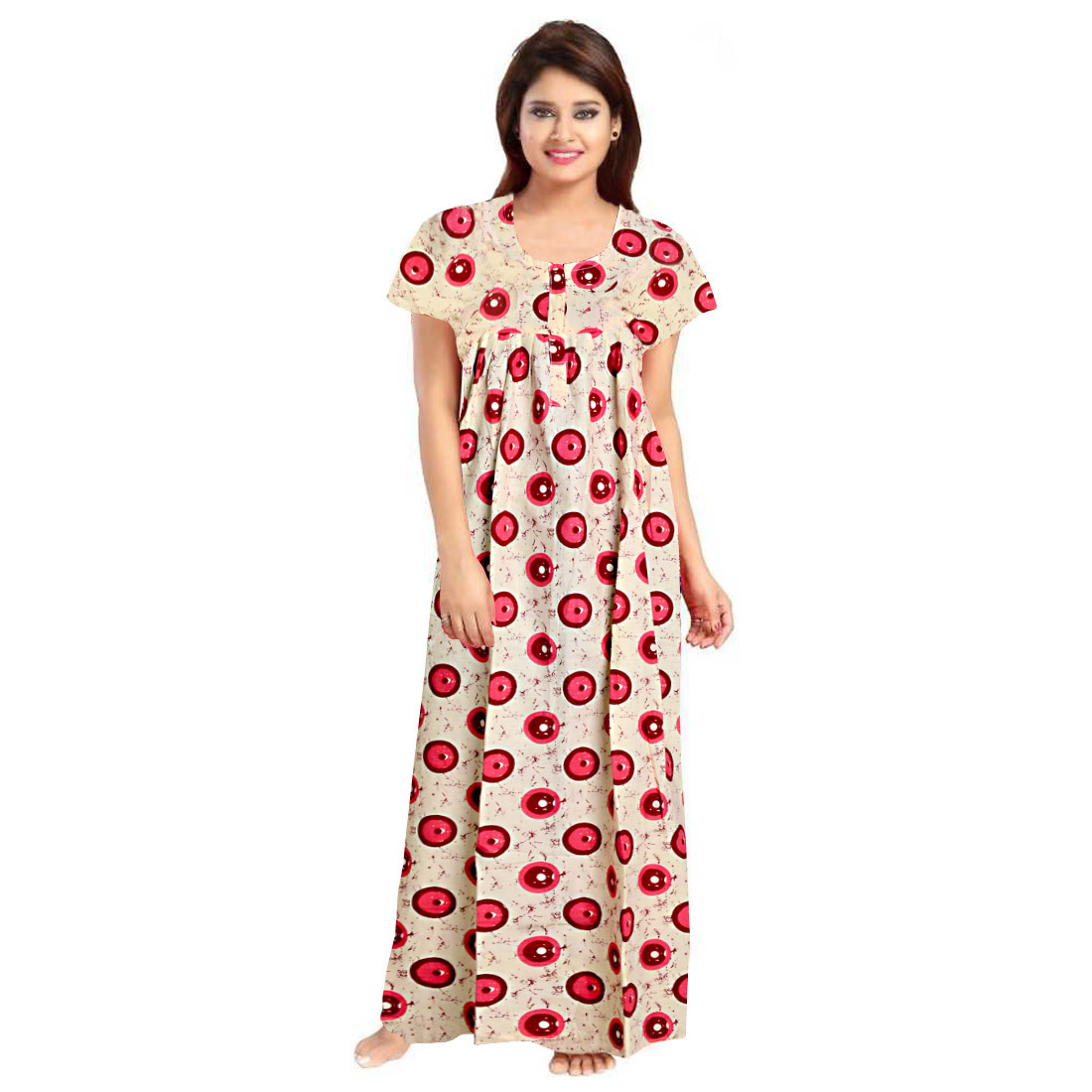 Trendy Fab Women's Cotton Nighty for Women, Soft and Comfortable Nightwear (Red - XL)