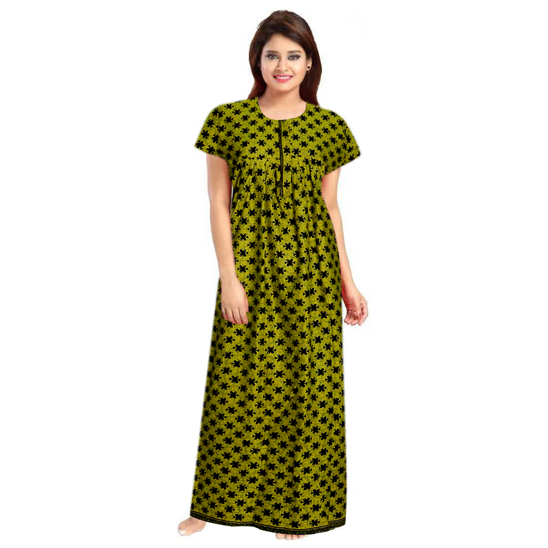 Drop / Floral Stem Print Women's Cotton Nighty