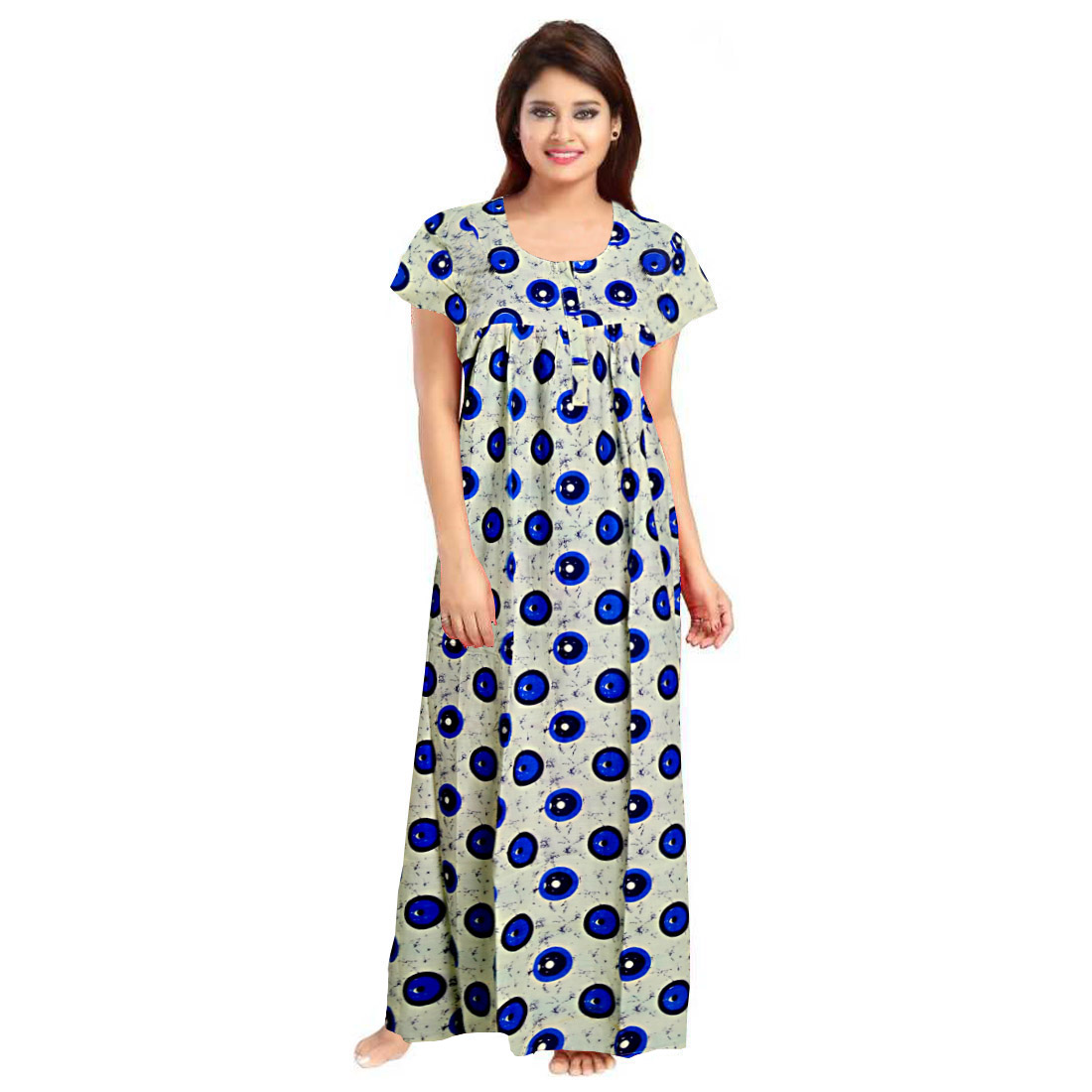 Bullseye Ring Print Cotton Women's Cotton Nighty Women's